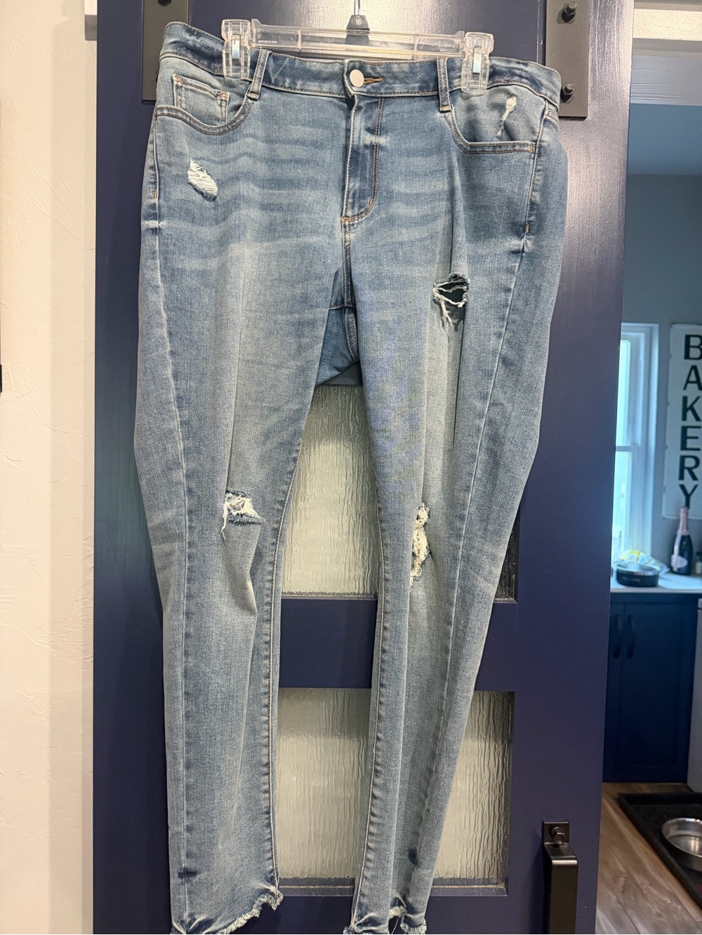 a.n.a Light Blue Distressed Skinny Jeans